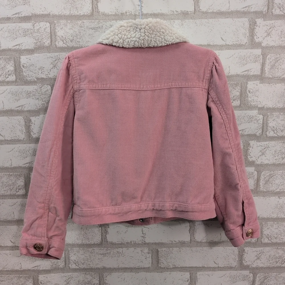 OshKosh Bgosh Girls 4T (Runs Small) Pink Corduroy Jacket Sherpa Collar